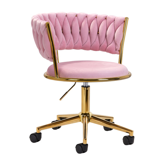 4Rico QS-GW01G Taburett med Hjul i Sammet - Rosa