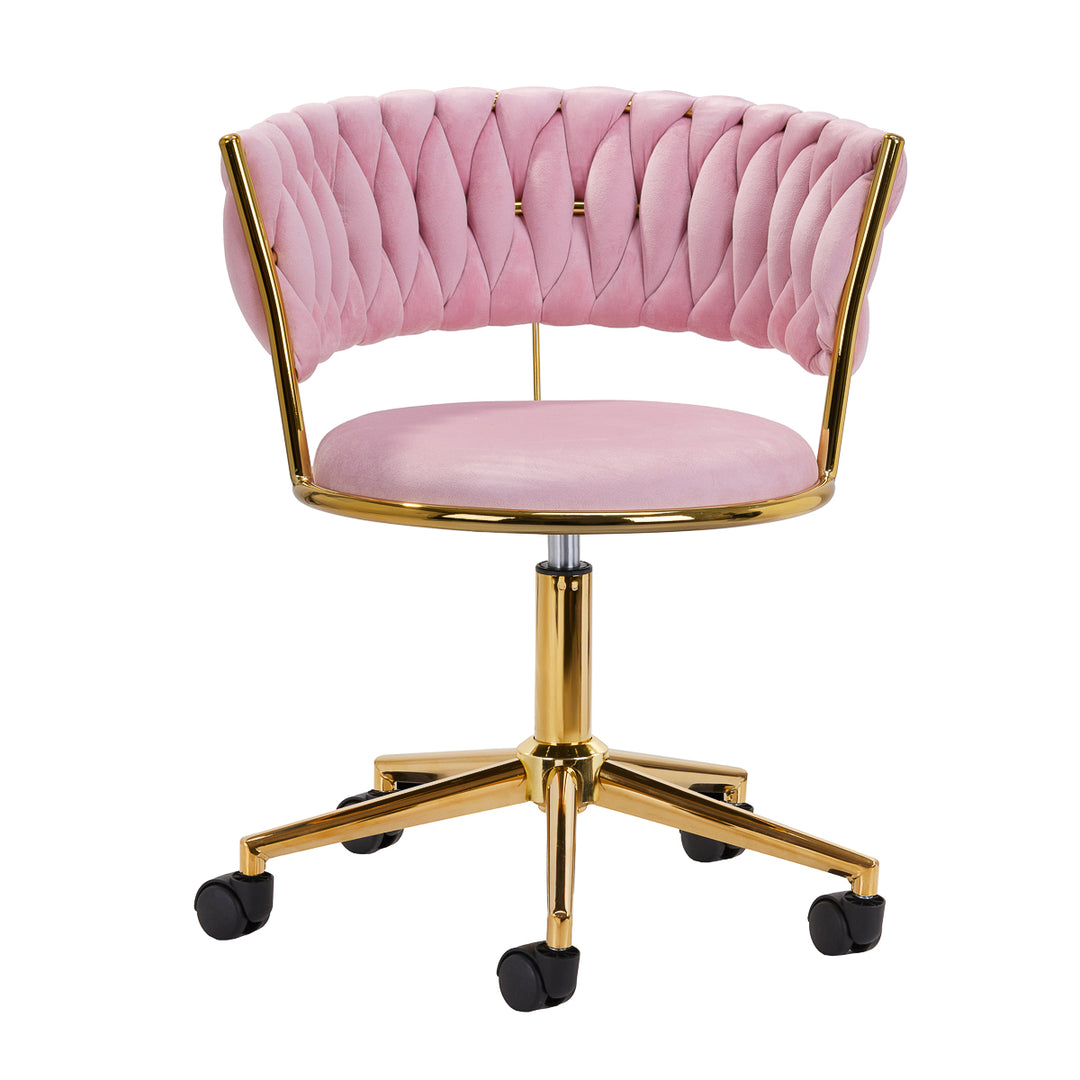 Taburett med hjul 4Rico QS-GW01G i sammet - Rosa - bild 2