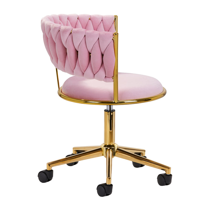 Taburett med hjul 4Rico QS-GW01G i sammet - Rosa - bild 3