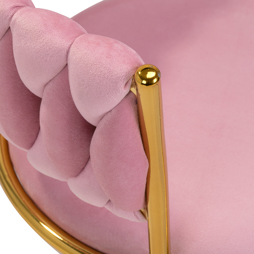 Taburett med hjul 4Rico QS-GW01G i sammet - Rosa - bild 5