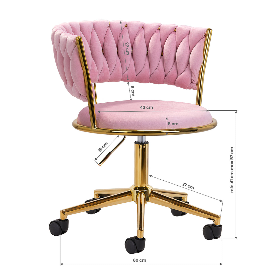 Taburett med hjul 4Rico QS-GW01G i sammet - Rosa - bild 8