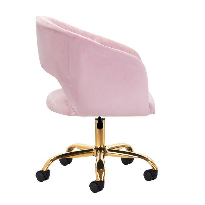 Taburett med hjul 4Rico QS-OF212G i sammet - Rosa - bild 3