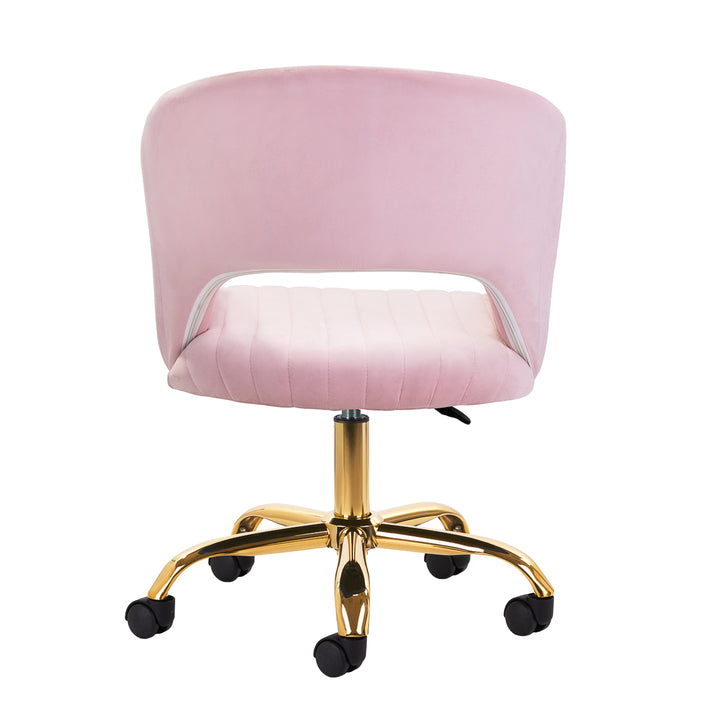 Taburett med hjul 4Rico QS-OF212G i sammet - Rosa - bild 4