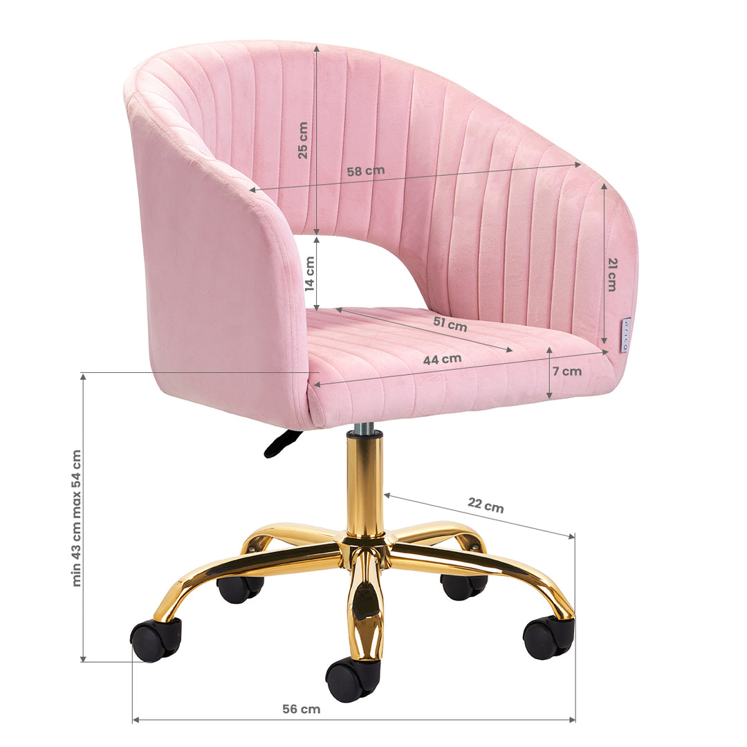 Taburett med hjul 4Rico QS-OF212G i sammet - Rosa - bild 8