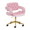 4Rico QS-OF213G Justerbar Taburett i Sammet - Guld/Rosa