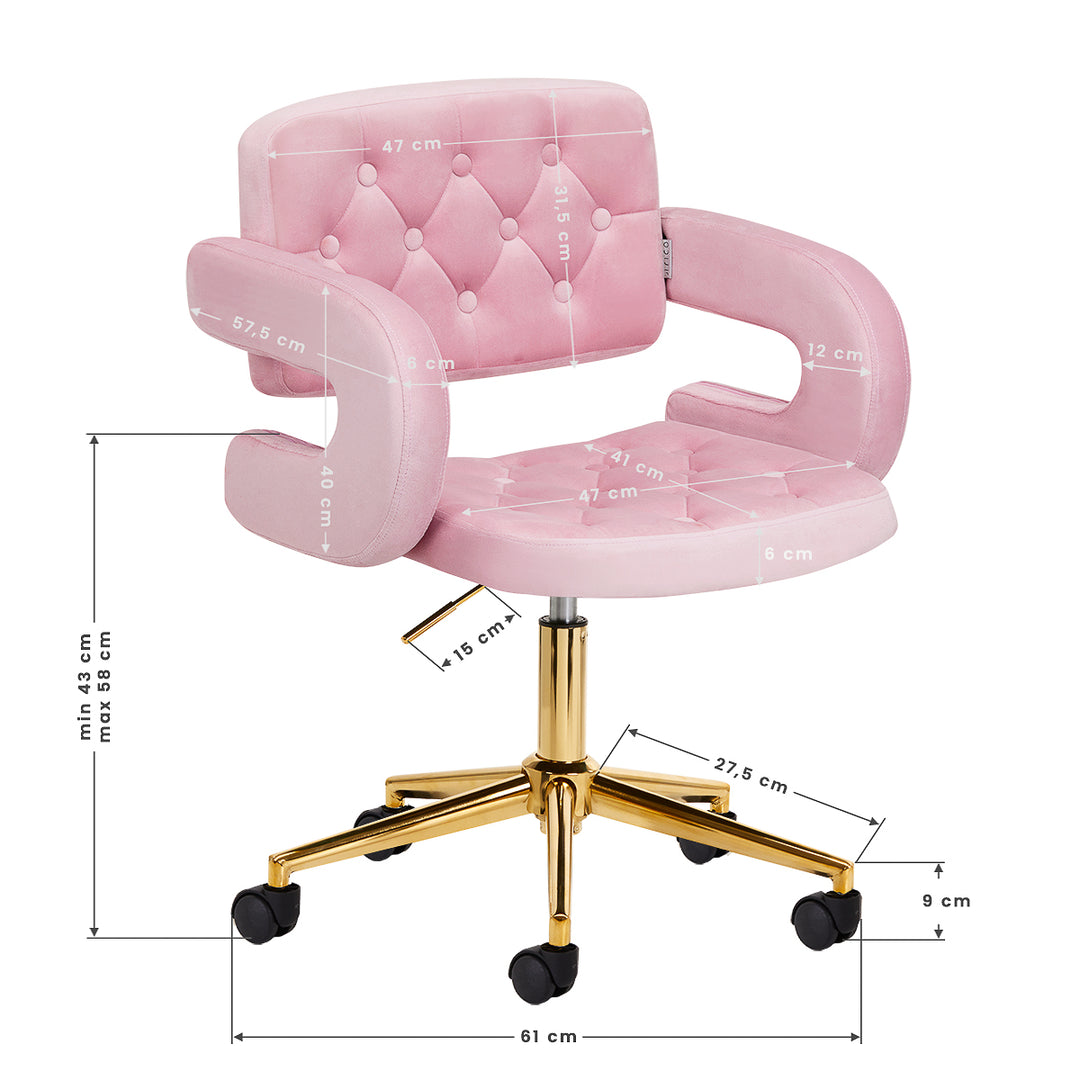 Taburett 4Rico QS-OF213G i sammet - Guld/Rosa - bild 9