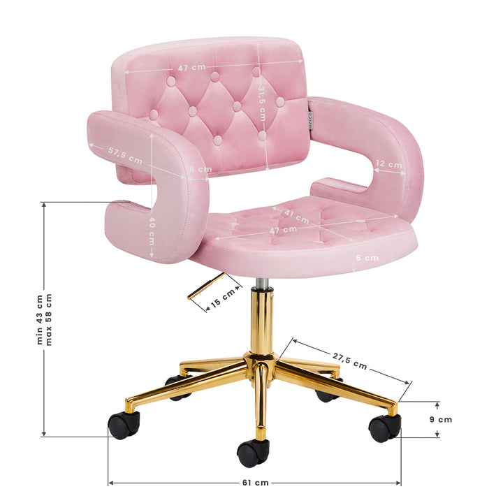Taburett 4Rico QS-OF213G i sammet - Guld/Rosa - bild 9