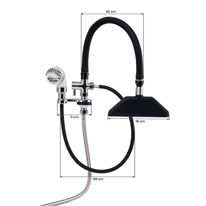 Kraan met Watervaldouche voor Wasunit Gabbiano Chroom-Zwart - afbeelding 8