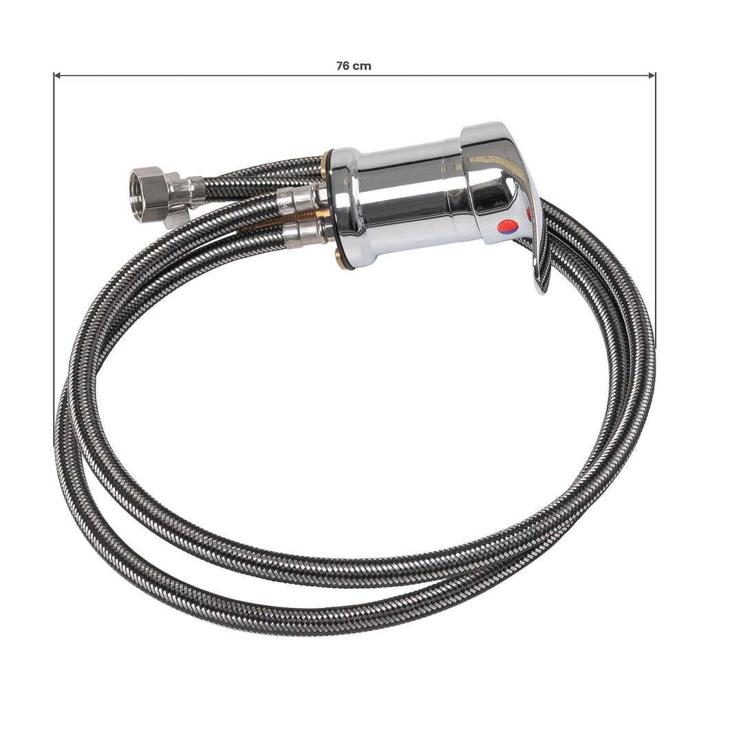 Kraan met Watervaldouche voor Wasunit Gabbiano Chroom-Zwart - afbeelding 10
