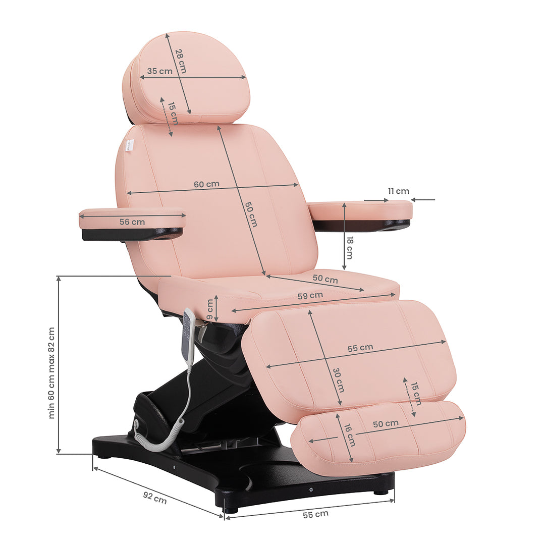 Elektrisk behandlingsstol Sillon Classic 3 motorer - Rosa - bild 18