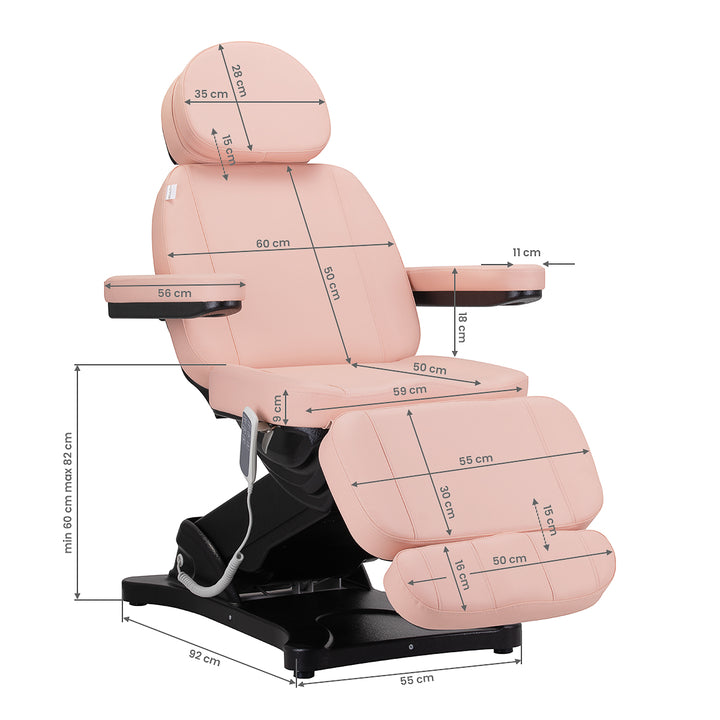Elektrisk behandlingsstol Sillon Classic 3 motorer - Rosa - bild 18