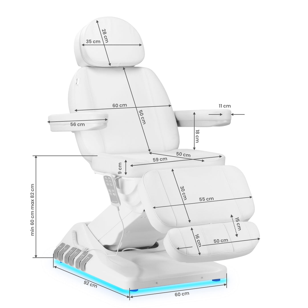 Elektrisk behandlingsstol Sillon Luxury 3 motorer Vit - Fotpedal - bild 19