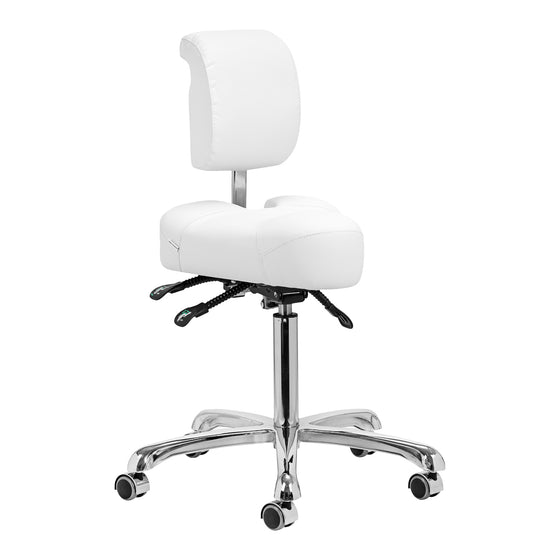 Giovanni 1005 Taburett med Ryggstöd & Tiltbar Sits - Vit