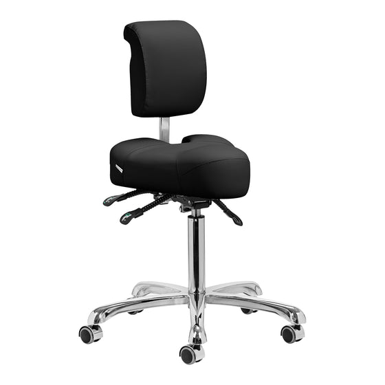 Giovanni 1005 Taburett med Ryggstöd & Tiltbar Sits - Svart