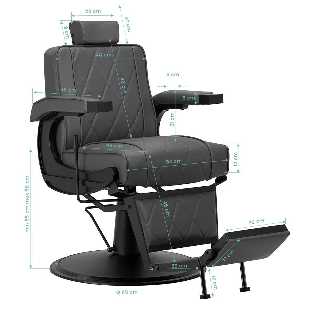 Barberstol Hair System BM88066B Grå-Svart - bild 16