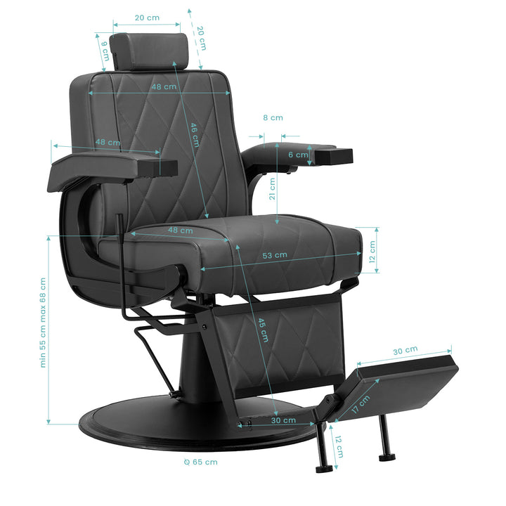 Barberstol Hair System BM88066B Grå-Svart - bild 16
