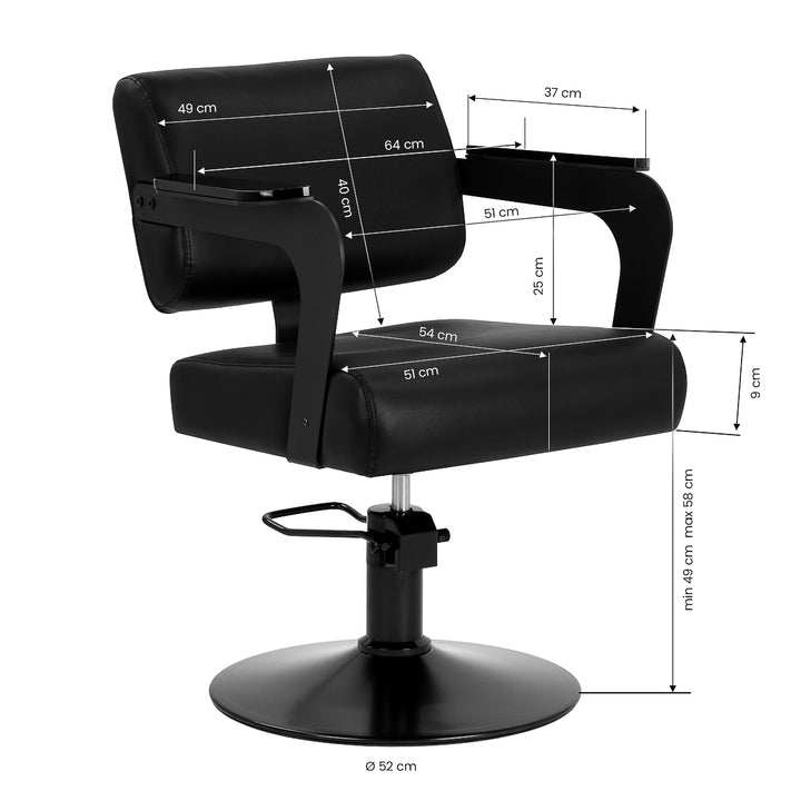 Frisörstol Hair System Jet Noir Svart - bild 8