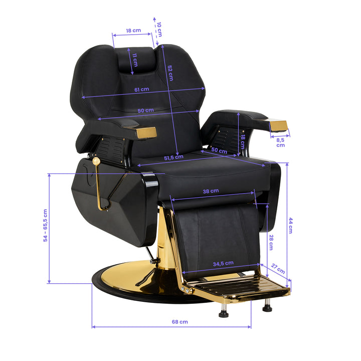 Barberstol Hair System New York Svart-Guld - bild 12