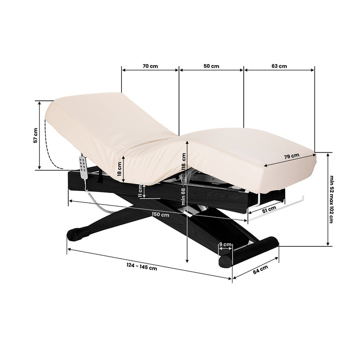 Massagebänk elektrisk Sillon Siesta Crème-Svart - bild 20