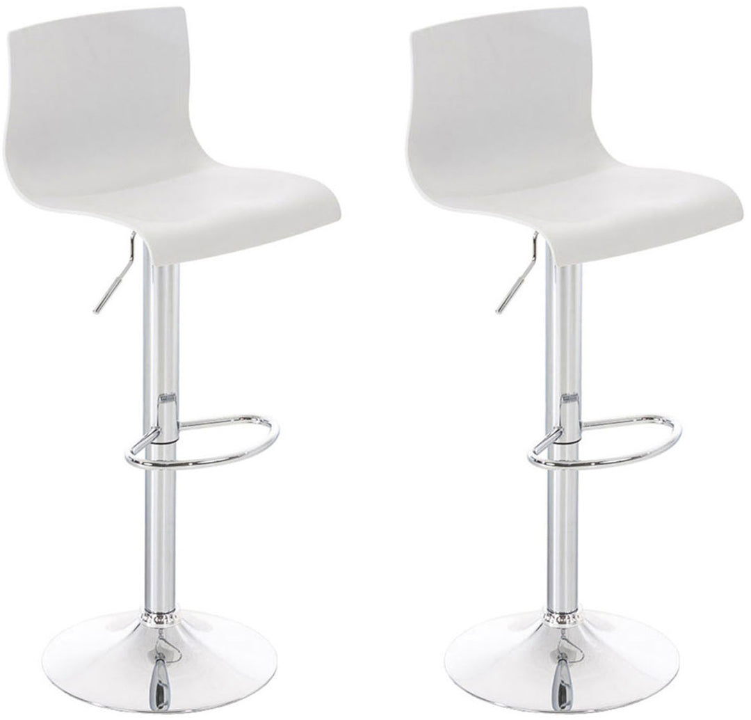 Set med 2 Barstolar med ryggstöd Plast Justerbar Vridbar 105 Vit