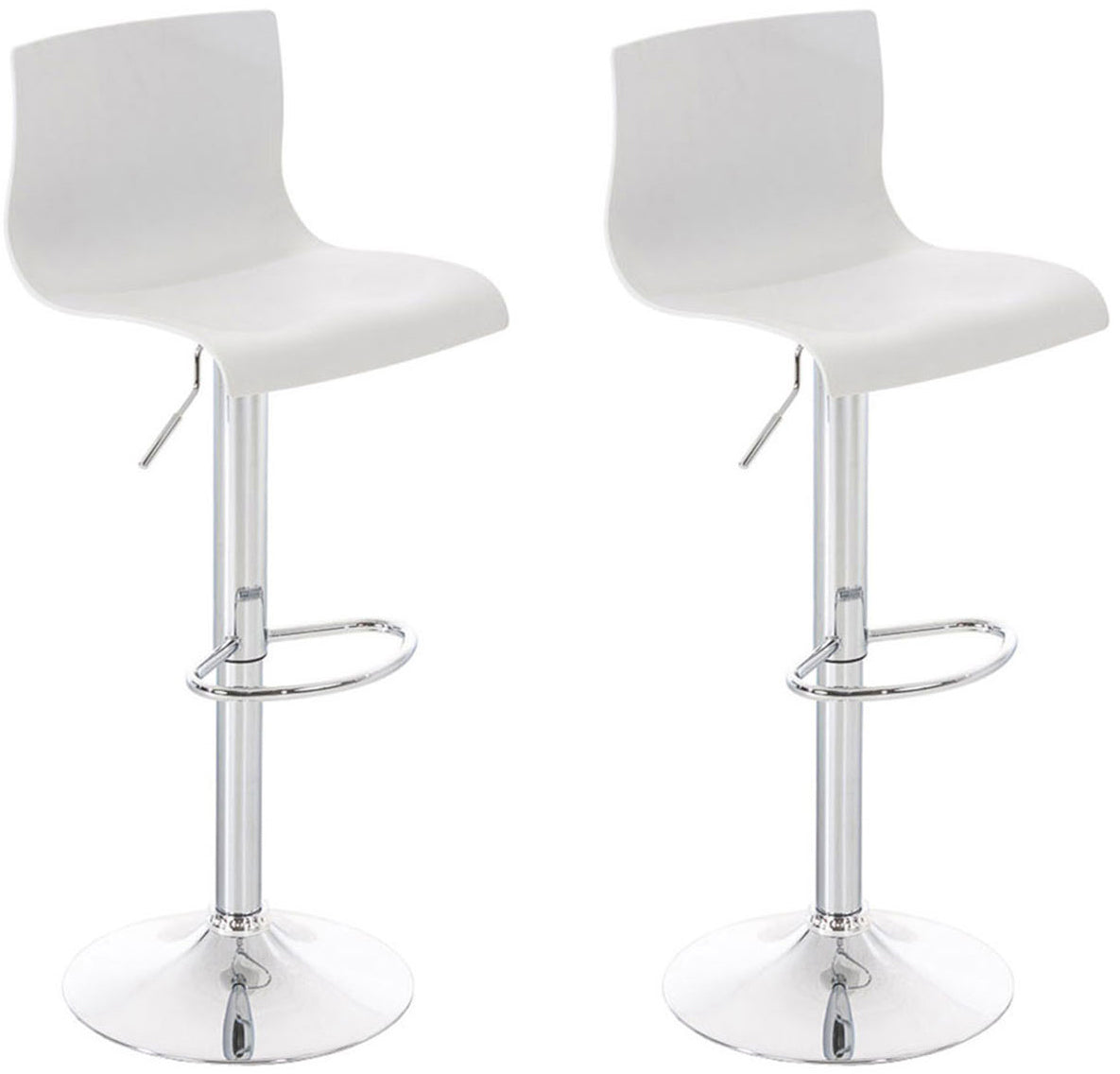 Set med 2 Barstolar med ryggstöd Plast Justerbar Vridbar 105 Vit