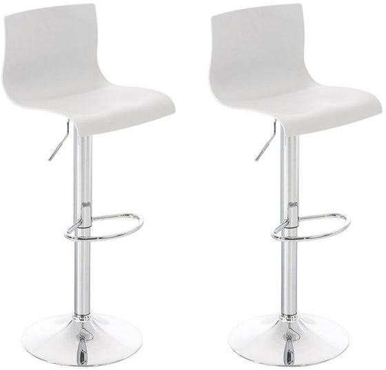 Set med 2 Barstolar med ryggstöd Plast Justerbar Vridbar 105 Vit