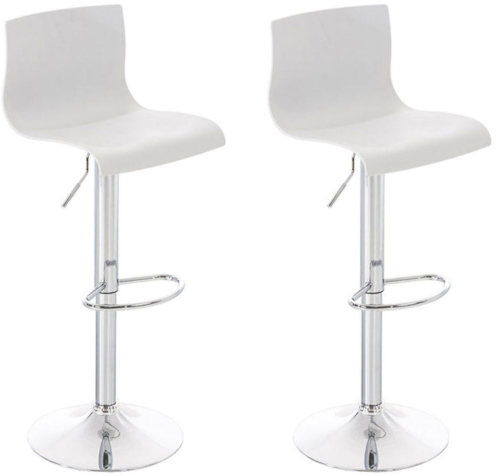 Set med 2 Barstolar med ryggstöd Plast Justerbar Vridbar 105 Vit