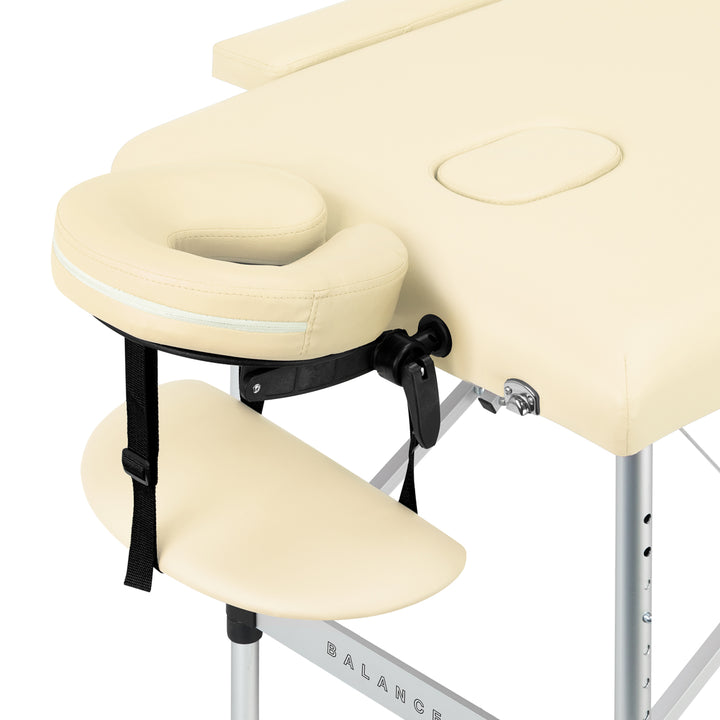 Massagebänk Hopfällbar Aluminium Balance 2 Zoner Crème