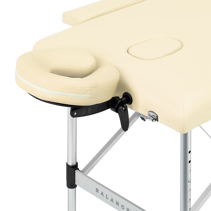 Massagebänk Hopfällbar Aluminium Balance 2 Zoner Crème
