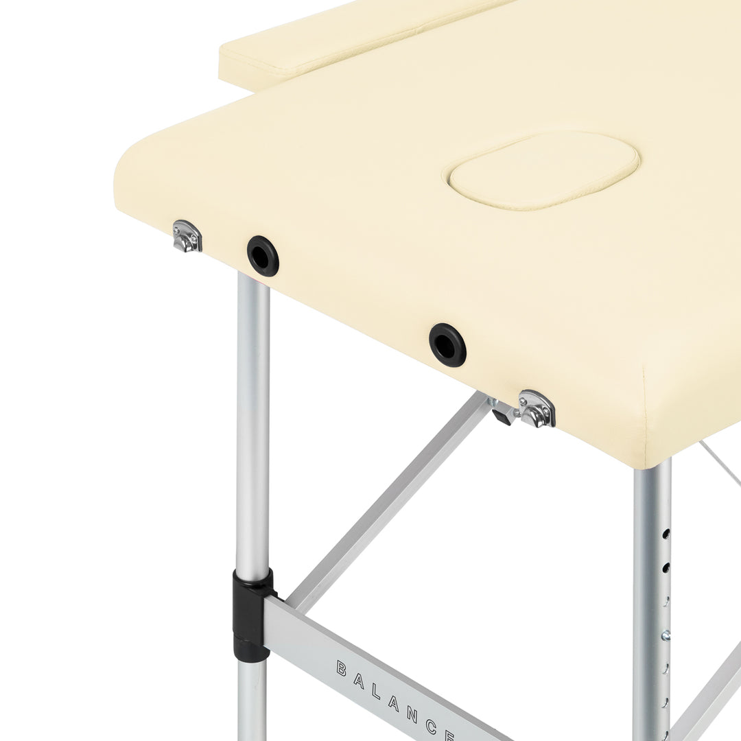 Massagebänk Hopfällbar Aluminium Balance 2 Zoner Crème