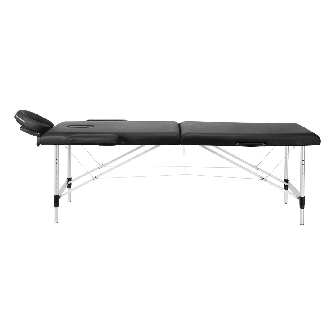 Massagebänk Hopfällbar Aluminium Balance 2 Zoner Svart