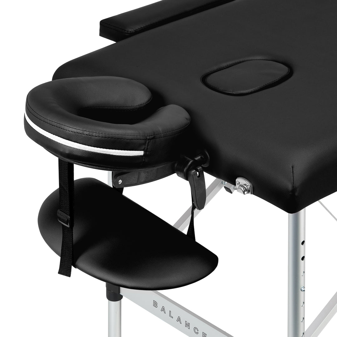 Massagebänk Hopfällbar Aluminium Balance 2 Zoner Svart