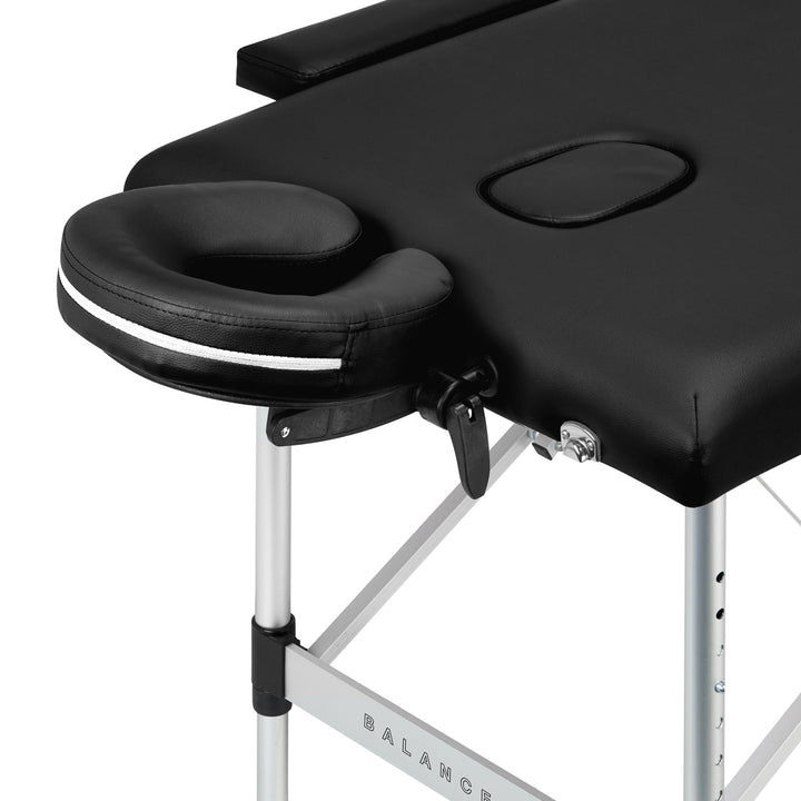 Massagebänk Hopfällbar Aluminium Balance 2 Zoner Svart