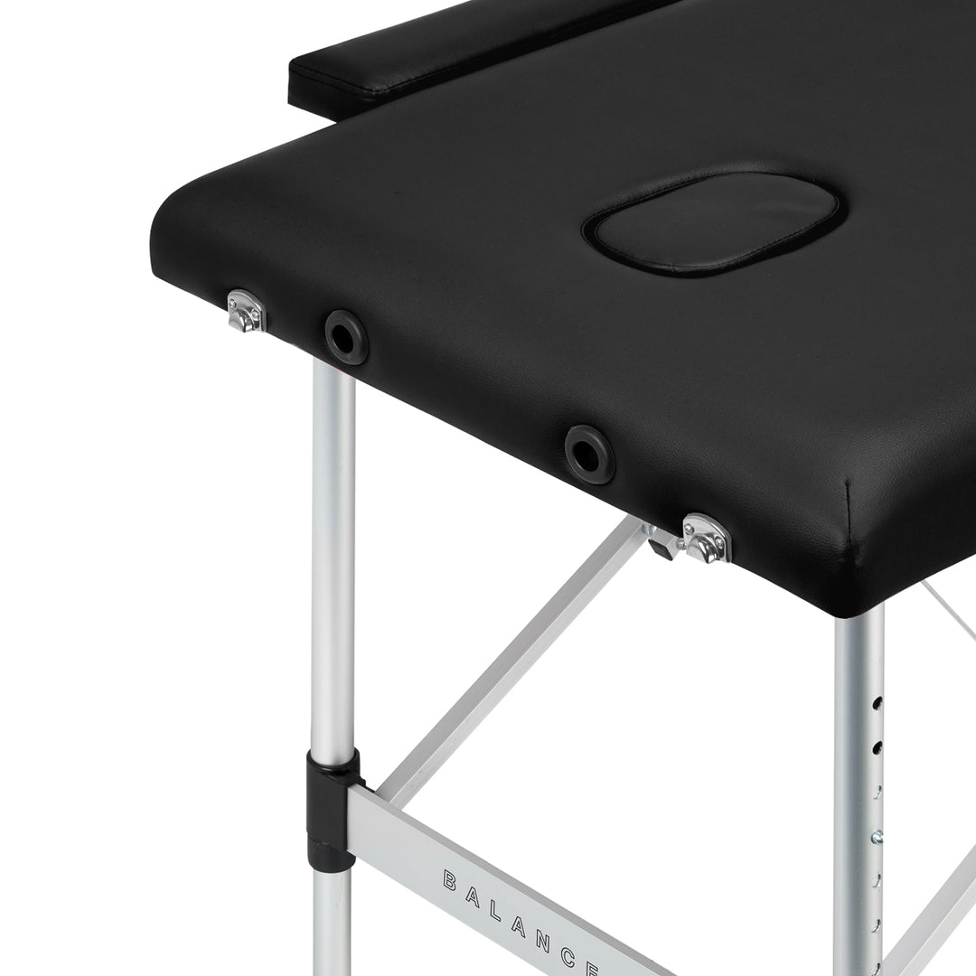 Massagebänk Hopfällbar Aluminium Balance 2 Zoner Svart