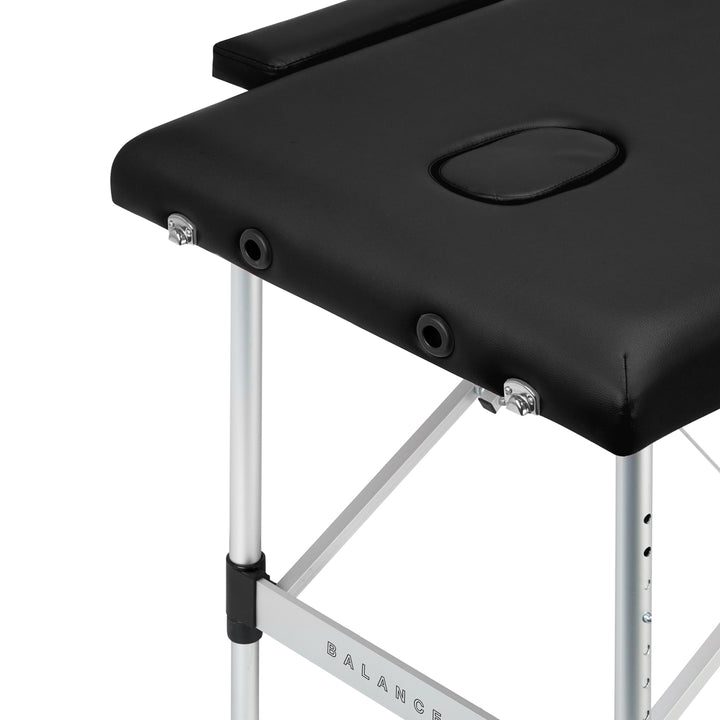 Massagebänk Hopfällbar Aluminium Balance 2 Zoner Svart