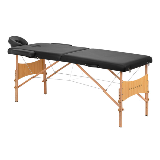 Massagebänk Hopfällbar Bokträ Balance 2 Zoner Svart
