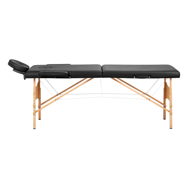 Massagebänk Hopfällbar Bokträ Balance 2 Zoner Svart