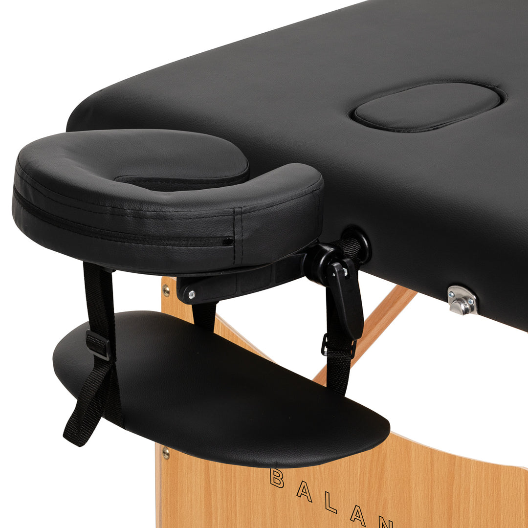 Massagebänk Hopfällbar Bokträ Balance 2 Zoner Svart