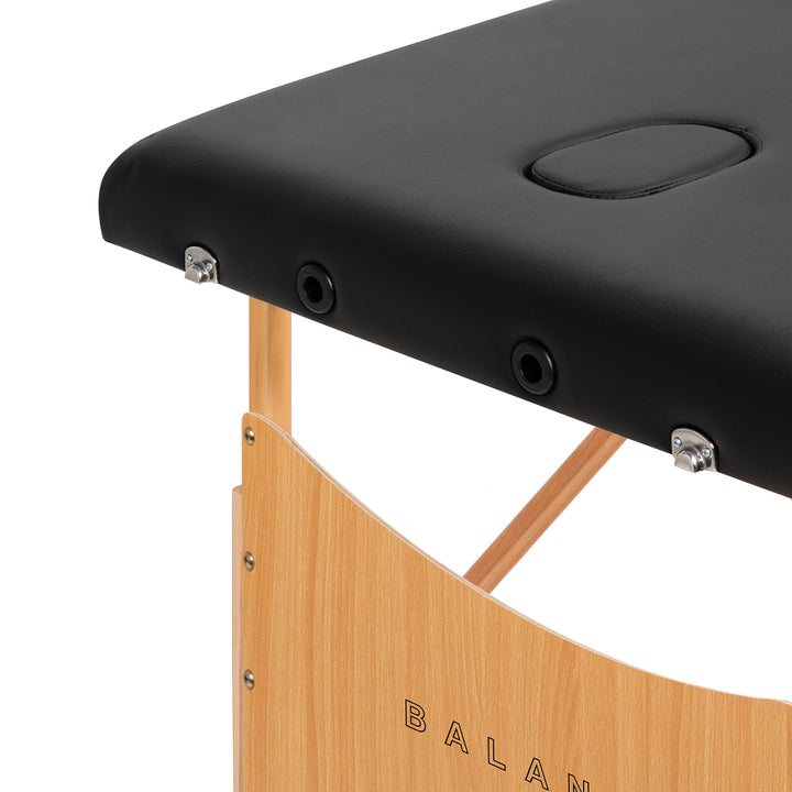 Massagebänk Hopfällbar Bokträ Balance 2 Zoner Svart