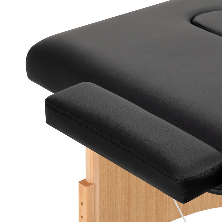 Massagebänk Hopfällbar Bokträ Balance 2 Zoner Svart