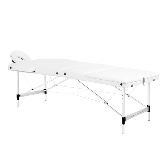 Massagebänk Hopfällbar Aluminium Balance 3 Zoner Vit