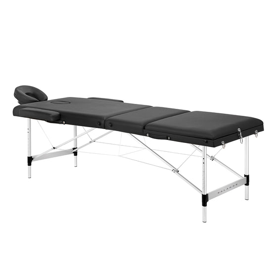 Massagebänk Hopfällbar Aluminium Balance 3 Zoner Svart
