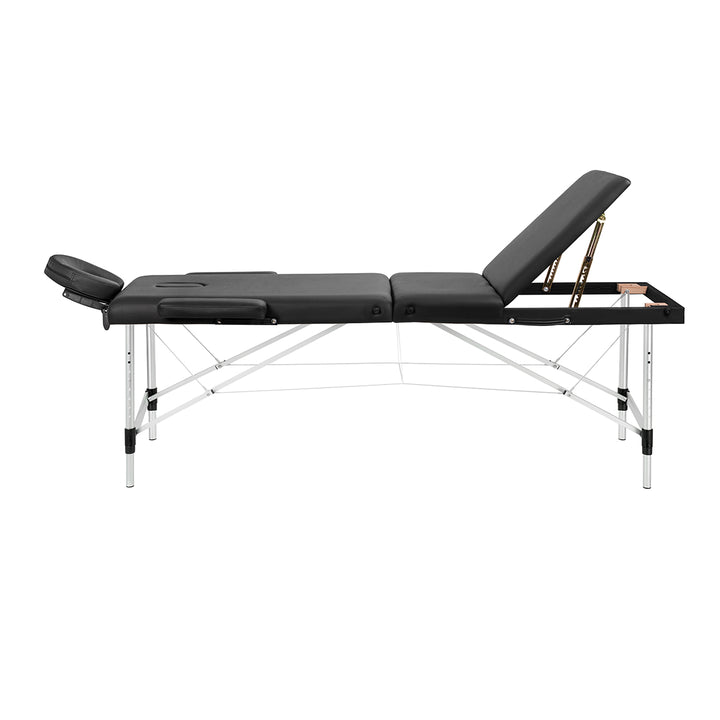 Massagebänk Hopfällbar Aluminium Balance 3 Zoner Svart