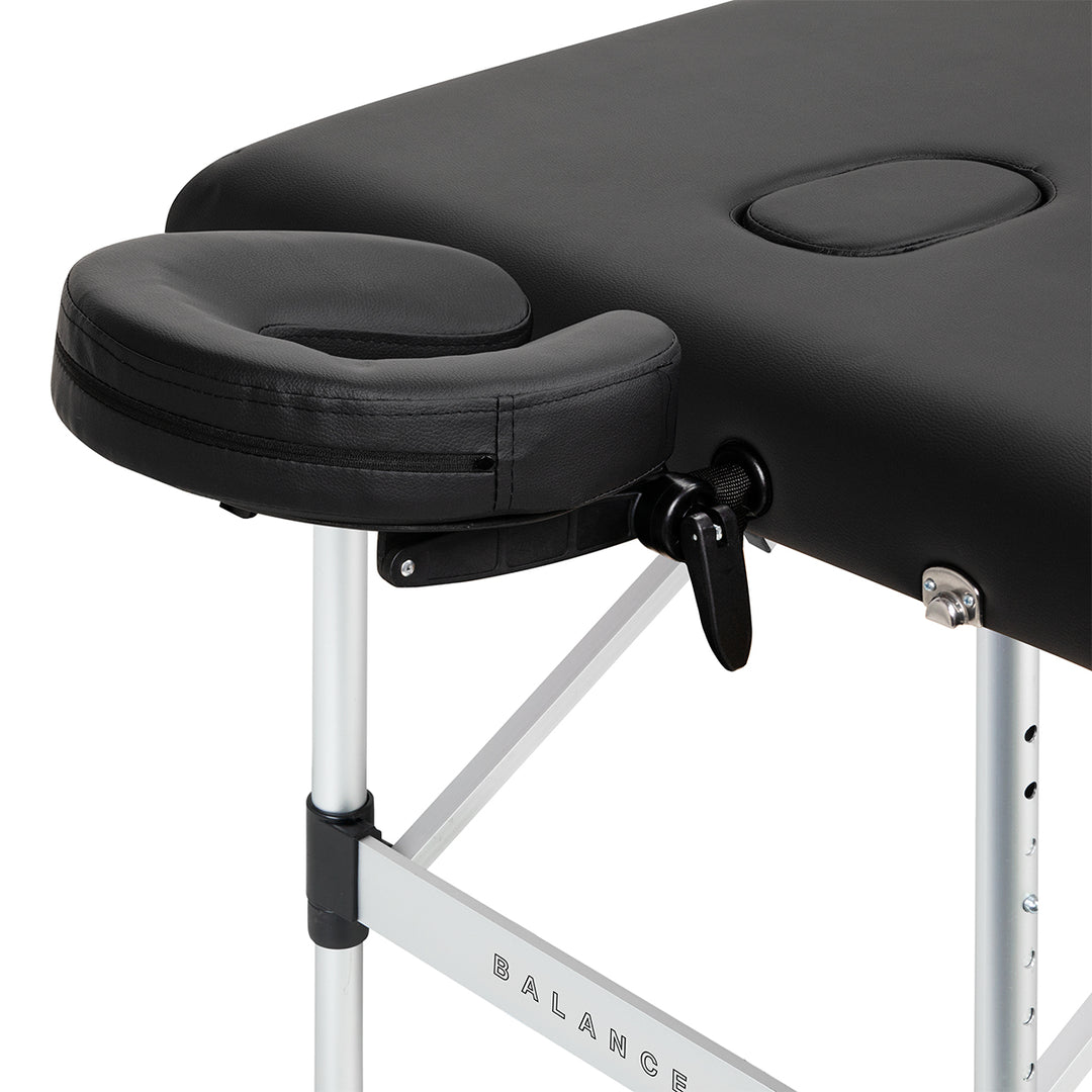 Massagebänk Hopfällbar Aluminium Balance 3 Zoner Svart