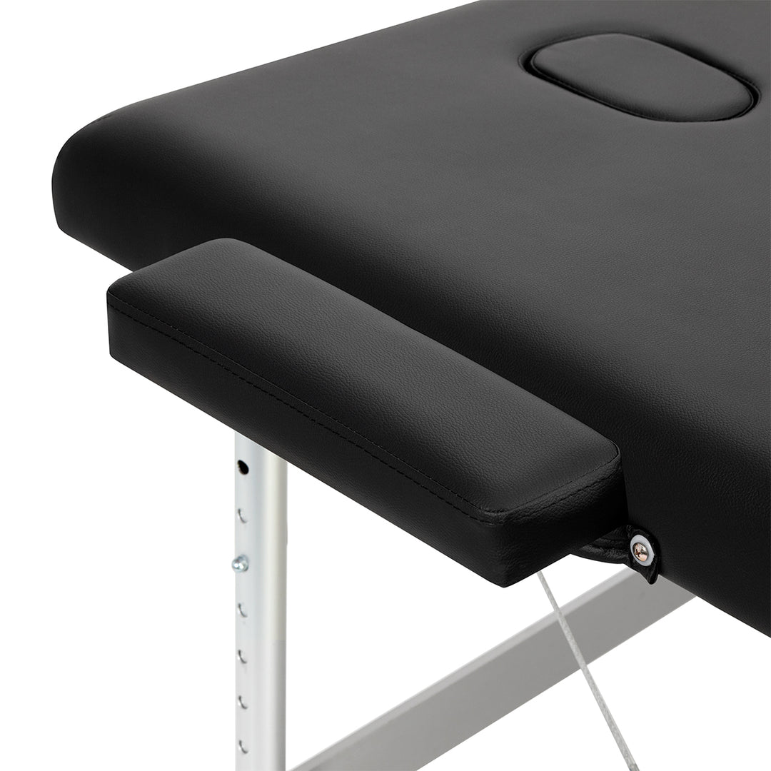 Massagebänk Hopfällbar Aluminium Balance 3 Zoner Svart