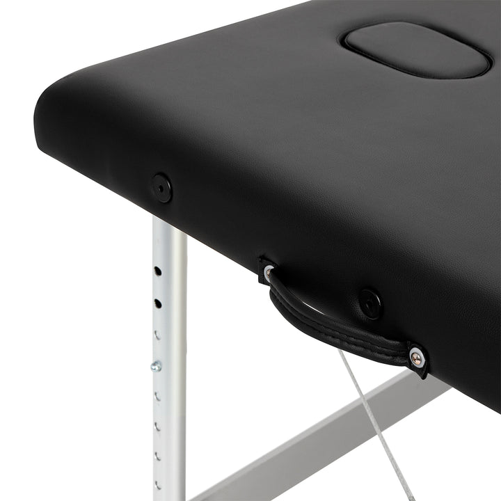 Massagebänk Hopfällbar Aluminium Balance 3 Zoner Svart