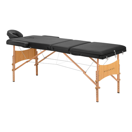 Massagebänk Hopfällbar Bokträ Balance 3 Zoner Svart