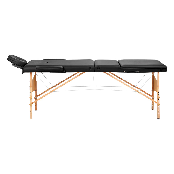 Massagebänk Hopfällbar Bokträ Balance 3 Zoner Svart