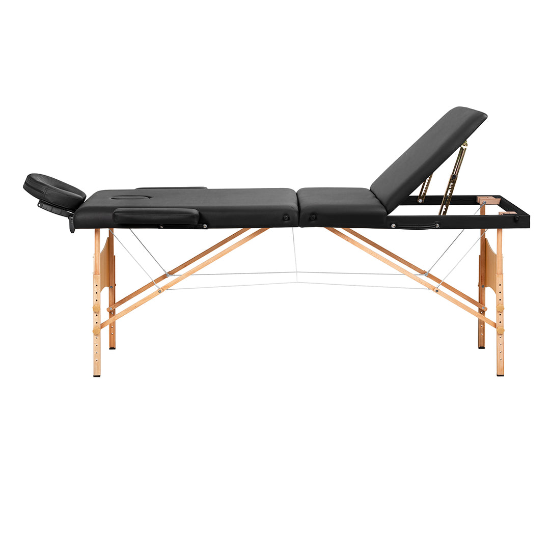 Massagebänk Hopfällbar Bokträ Balance 3 Zoner Svart