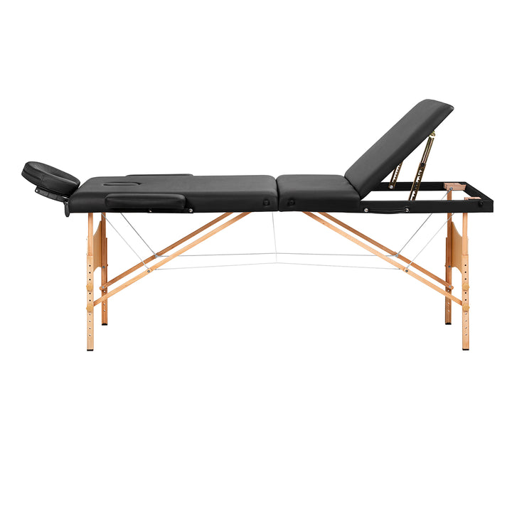 Massagebänk Hopfällbar Bokträ Balance 3 Zoner Svart